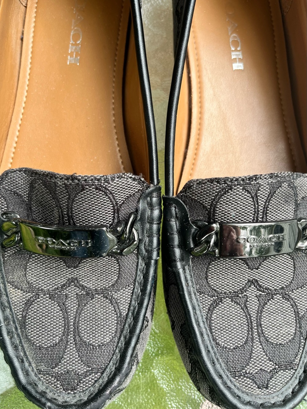 Coach Olive Signature Loafers Black Canvas Driving Flats - Picture 5 of 9